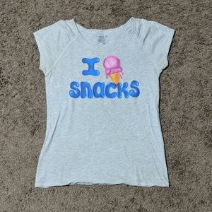 Kid's XL old navy I love snacks t shirt